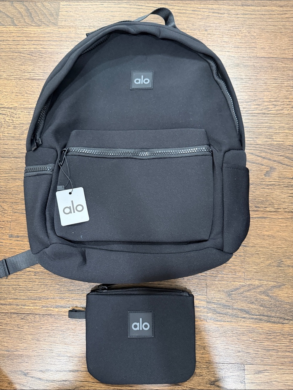 ALO Yoga Black Stow Backpack with Matching Pouch